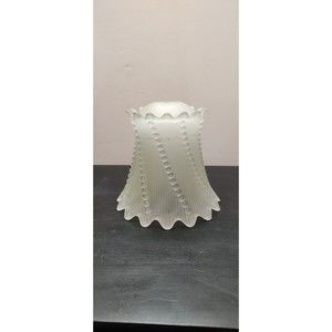 Vintage 6.25"  Frosted Glass Boudoir Lamp Shade Scallop Edge Swirl Dot